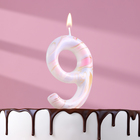 Свеча в торт "Белый мрамор", цифра "9", ГИГАНТ, 9 см - фото 318698924
