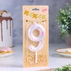 Свеча в торт «Белый мрамор», цифра 9, ГИГАНТ, 9 см - Фото 3