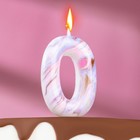 Свеча в торт "Белый мрамор", цифра "0", 8 см - Фото 1