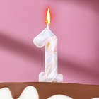 Свеча в торт "Белый мрамор", цифра "1", 5,5 см - фото 318698929