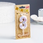 Свеча в торт «Белый мрамор», цифра 3, 5.5 см - Фото 3