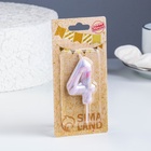 Свеча в торт «Белый мрамор», цифра 4, 5.5 см - Фото 3