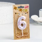 Свеча в торт "Белый мрамор", цифра "6", 5,5 см - Фото 2