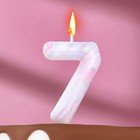 Свеча в торт "Белый мрамор", цифра "7", 5,5 см - фото 9456229