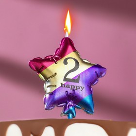 Свеча в торт 'Воздушный шарик. Звезда', цифра '2', 5,5 см,  разноцветная