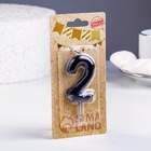 Свеча в торт «Черный мрамор», цифра 2, 5.5 см - Фото 3