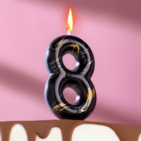 Свеча в торт "Черный мрамор", цифра "8", 5,5 см