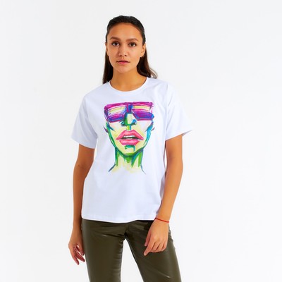 Футболка женская MINAKU Girl, белая, размер 44