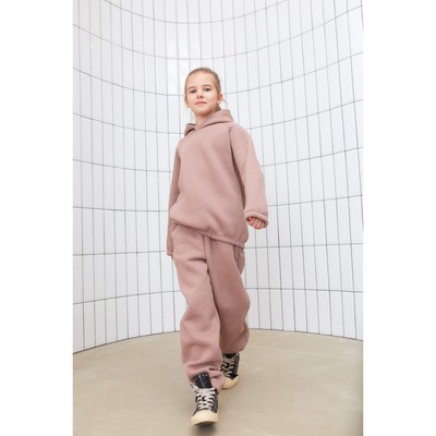 Худи для девочки MINAKU: Basic Line KIDS, пыльно-розовое, рост 116-122 см