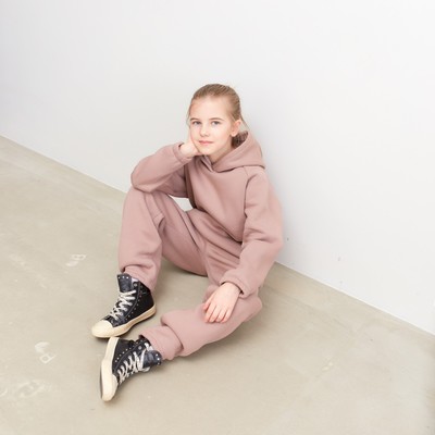 Худи для девочки MINAKU: Basic Line KIDS, пыльно-розовое, рост 116-122 см