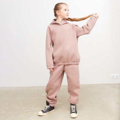 Худи для девочки MINAKU: Basic Line KIDS, пыльно-розовое, рост 116-122 см