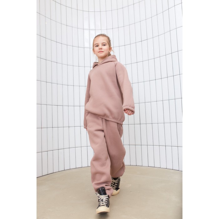 Худи для девочки MINAKU: Basic Line KIDS, пыльно-розовое, рост 128-134 см