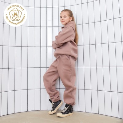 Худи для девочки MINAKU: Basic Line KIDS, тёмно-бежевое, рост 158 см
