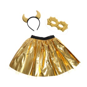 Карнавальный набор «Летучая мышь» 3 предмета: ободок, юбка, маска, цвет золото