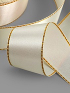 Лента атласная, с золотым люрексом, 25 мм, 23±1 м, светло-бежевая №008 - Фото 4