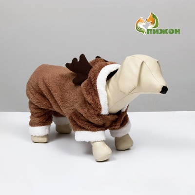 Новогодний костюм для животных «Олень», M (ДС 25, ОГ 37 см), коричневый