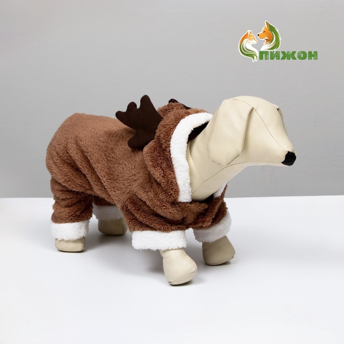 Новогодний костюм для животных «Олень», L (ДС 30, ОГ 42 см), коричневый - Фото 1