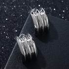 Серьги металл «Проволока» 3 ряда, цвет серебро - фото 9456759