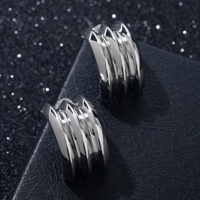 Серьги металл «Проволока» 3 ряда, цвет серебро