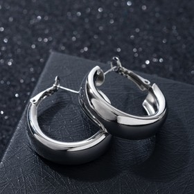 Серьги-кольца "Плотная линия" мятый металл, цвет серебро, d=4