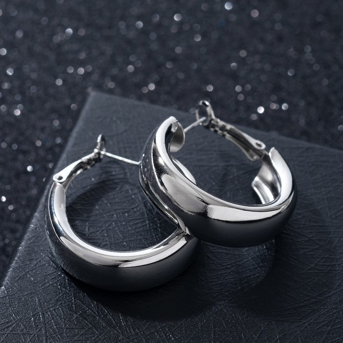 Серьги-кольца «Плотная линия» мятый металл, цвет серебро, d=4