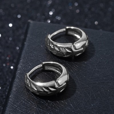 Серьги-кольца «Листочек» рисунок, цвет серебро, d=1,6