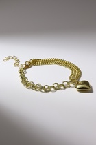 Браслет металл «Цепь» сердце объёмное, цвет золото, L=18 см - Фото 2