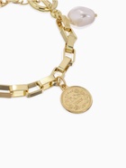 Браслет жемчуг «Бусина» медальон, цвет белый в золоте, L=20 см - фото 59331752