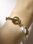 Браслет жемчуг «Бусина» медальон, цвет белый в золоте, L=20 см - фото 57952025