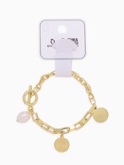 Браслет цепочка «Жемчуг и медальон», L=20 см, белый в золоте - Фото 8