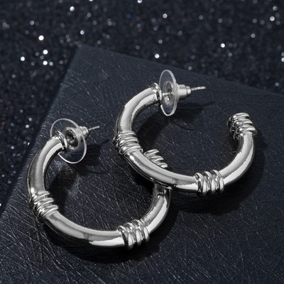 Серьги-кольца «Проволока» деления, цвет серебро, d=3