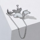 Серьга «Кафф» объёмная бабочка с цепочкой, белая в серебре 7120727