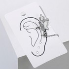 Серьга «Кафф» объёмная бабочка с цепочкой, белая в серебре 7120727