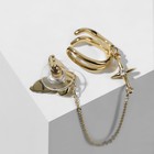 Серьга «Кафф» бабочка летящая, цвет белый в золоте - фото 45556255