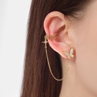 Серьга «Кафф» бабочка летящая, цвет белый в золоте - фото 45556256