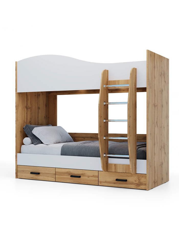 Кровать двухъярусная «Клик Мебель», с ящиками, 800×2000 мм, цвет белый/дуб вотан - Фото 1