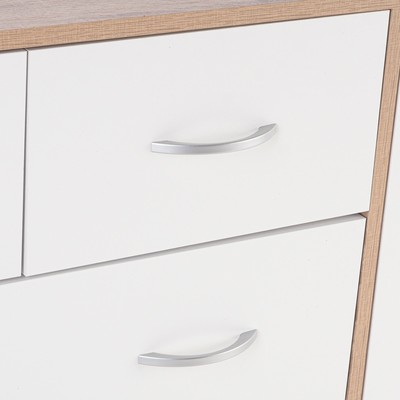 Комод 5 ящиков с дверью, 1100х480х900, Дуб сонома/Белый