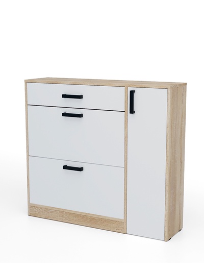 Обувница в прихожую «Клик Мебель», с дверью, 1060×280×960 мм, цвет дуб сонома/белый