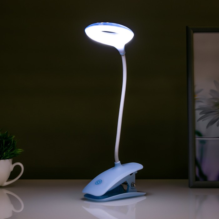 Настольная лампа сенсорная 16751/1 LED 2Вт 6000К USB АКБ синий 14,5х6х41 см RISALUX - фото 1907326735