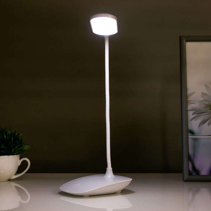 Настольная лампа сенсорная 16763/1 LED 3Вт 6000К USB АКБ белый 11х8х41 см RISALUX - фото 1888200001