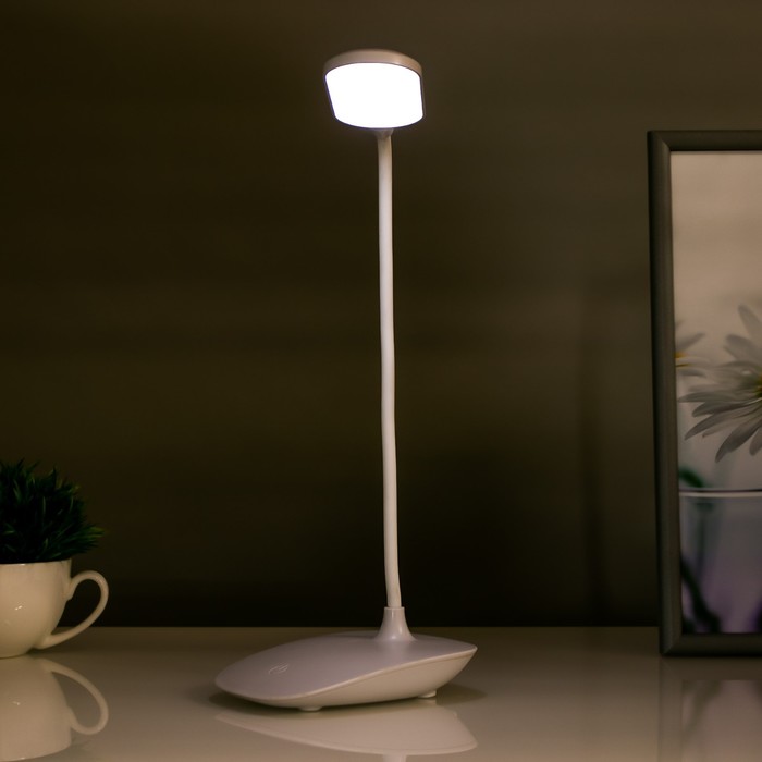 Настольная лампа сенсорная 16763/1 LED 3Вт 6000К USB АКБ белый 11х8х41 см RISALUX - фото 1888200002