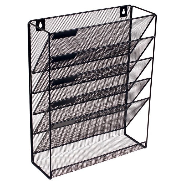 Лоток для бумаг настенный, 5 отделений, чёрный - Фото 1