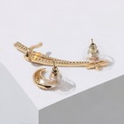 Набор серьги и кафф падающая звезда и месяц, цвет белый в золоте - фото 53134491