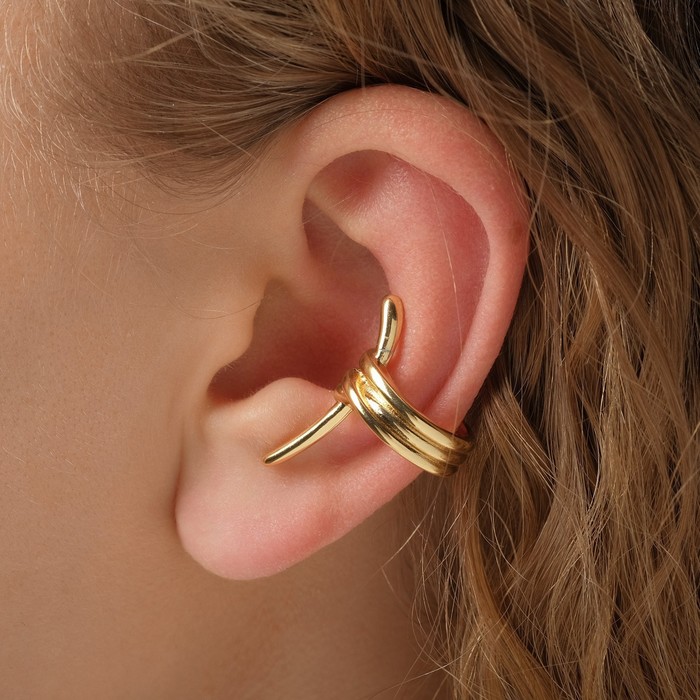 Серьга «Кафф» проволока, цвет золото - Фото 1