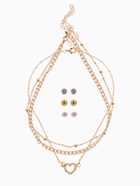 Набор 2 предмета: 3 колье, 3 пары пусет «Эстетика» сердце, цвет белый в золоте, 32 см - Фото 1