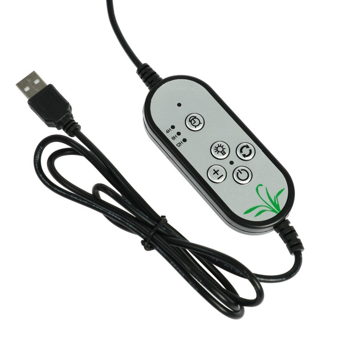 Фитосветильник светодиодный, 9 Вт, 250 мм, IP66, 5 В, USB, биколорный, прищепка, с таймером - фото 1907326901