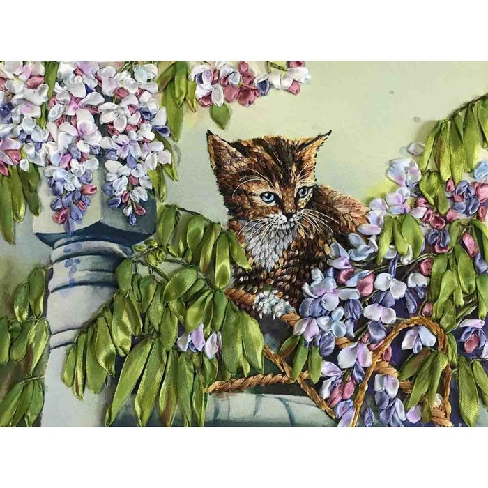 Набор для вышивки лентами «Котенок», 25×33 см - Фото 1