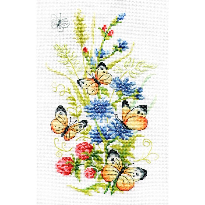 Набор для вышивки счётным крестом «Цикорий и бабочки», 15×25 см - Фото 1