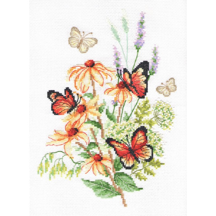 Набор для вышивки счётным крестом «Эхинацея и бабочки», 18×25 см - Фото 1