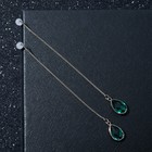 Серьги висячие «Цепочки» капля в огранке, цвет изумрудный в серебре - Фото 1